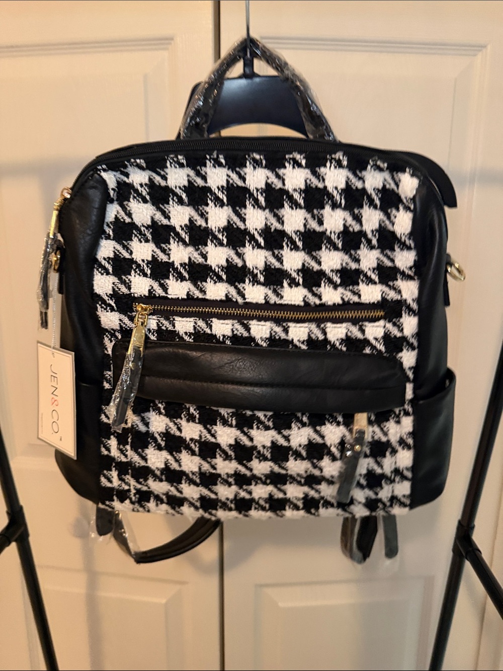 Black and White Houndstooth women’s Backpack